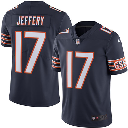 Men's Limited Alshon Jeffery Nike Jersey Navy Blue - #17 Rush NFL Chicago Bears